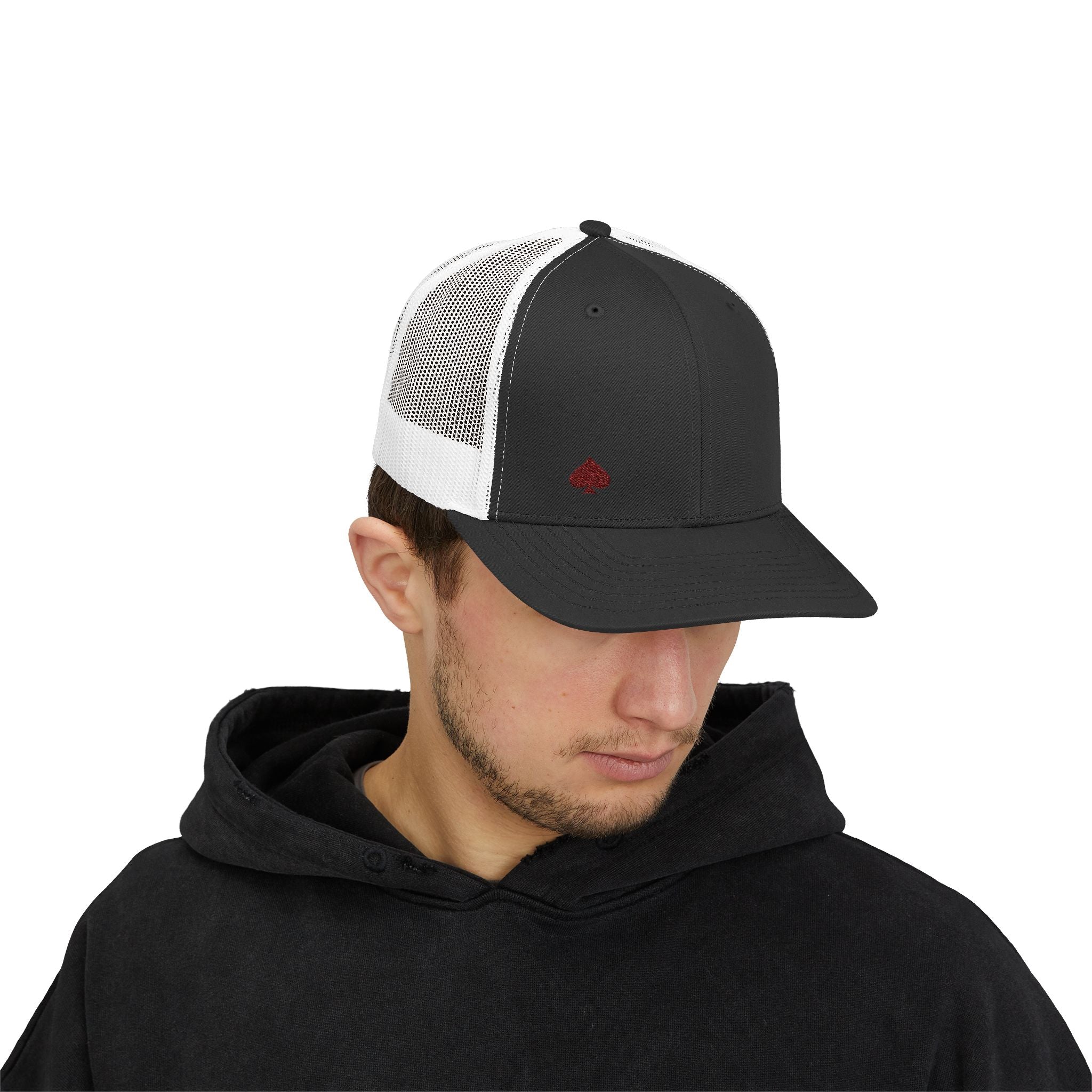 Trucker Cap — Small Red Spade Embroidery Snapback