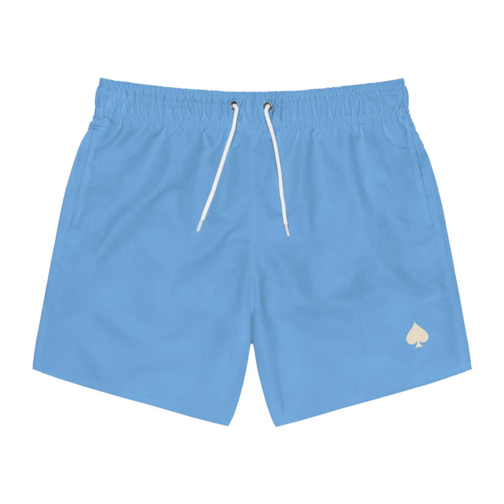 Men's Light Blue Swim Trunks with Small Spade Logo — Beach & Pool Shorts