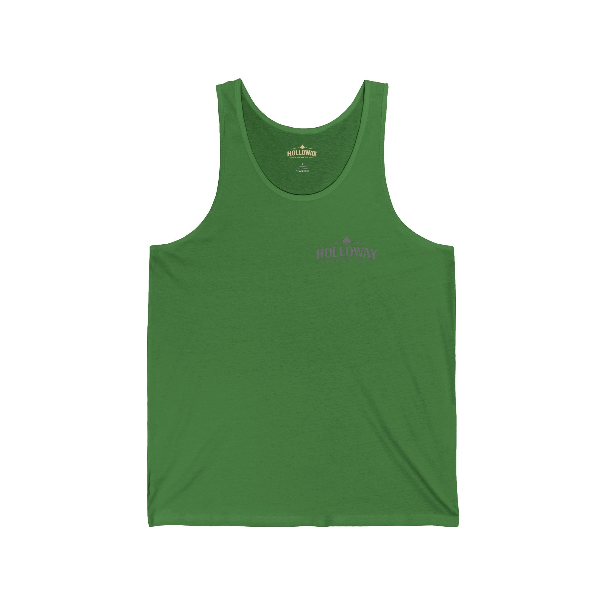 Minimalist Gold Spade Tank Top — Small Left-Chest Card Icon