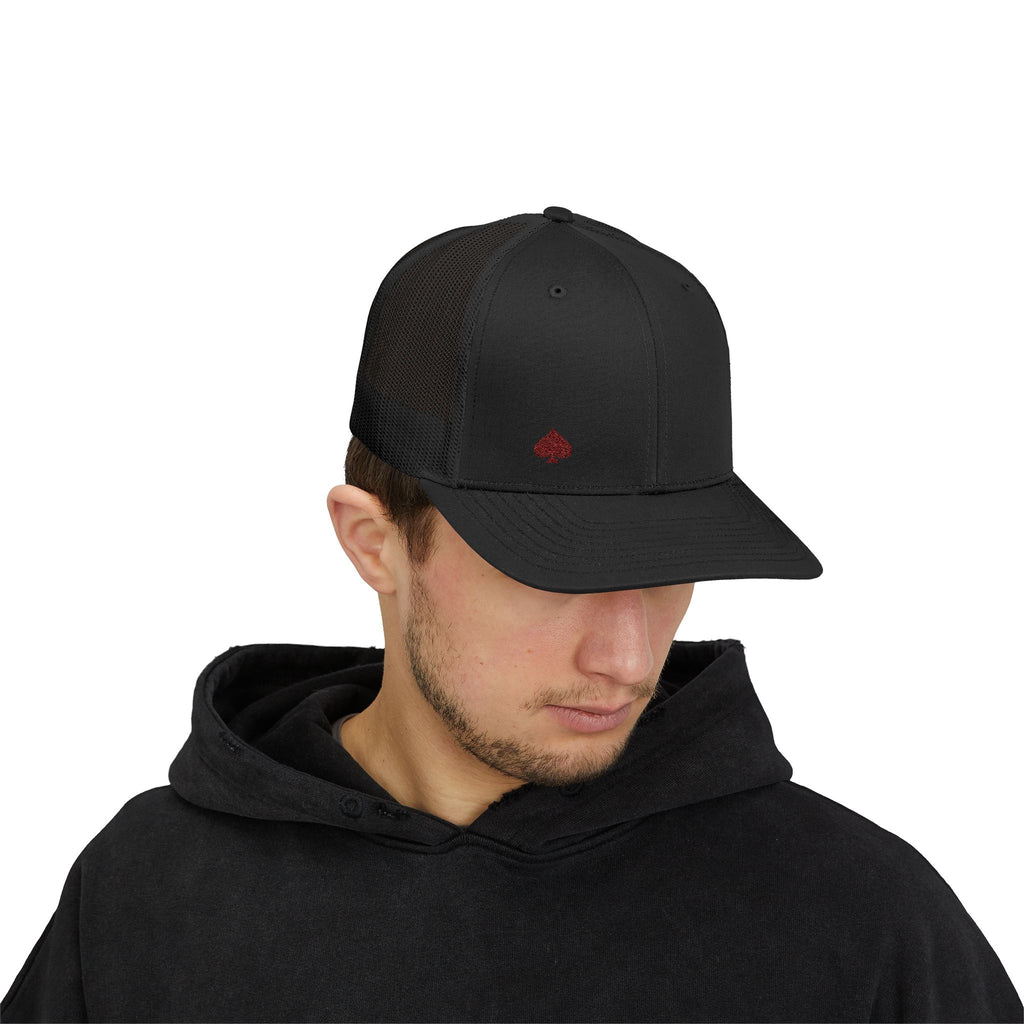 Trucker Cap — Small Red Spade Embroidery Snapback