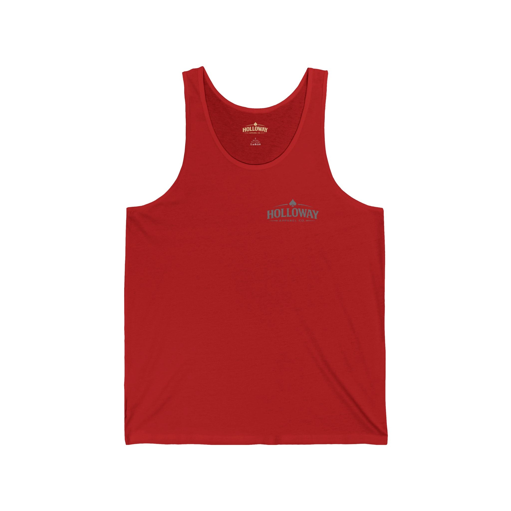 Minimalist Gold Spade Tank Top — Small Left-Chest Card Icon
