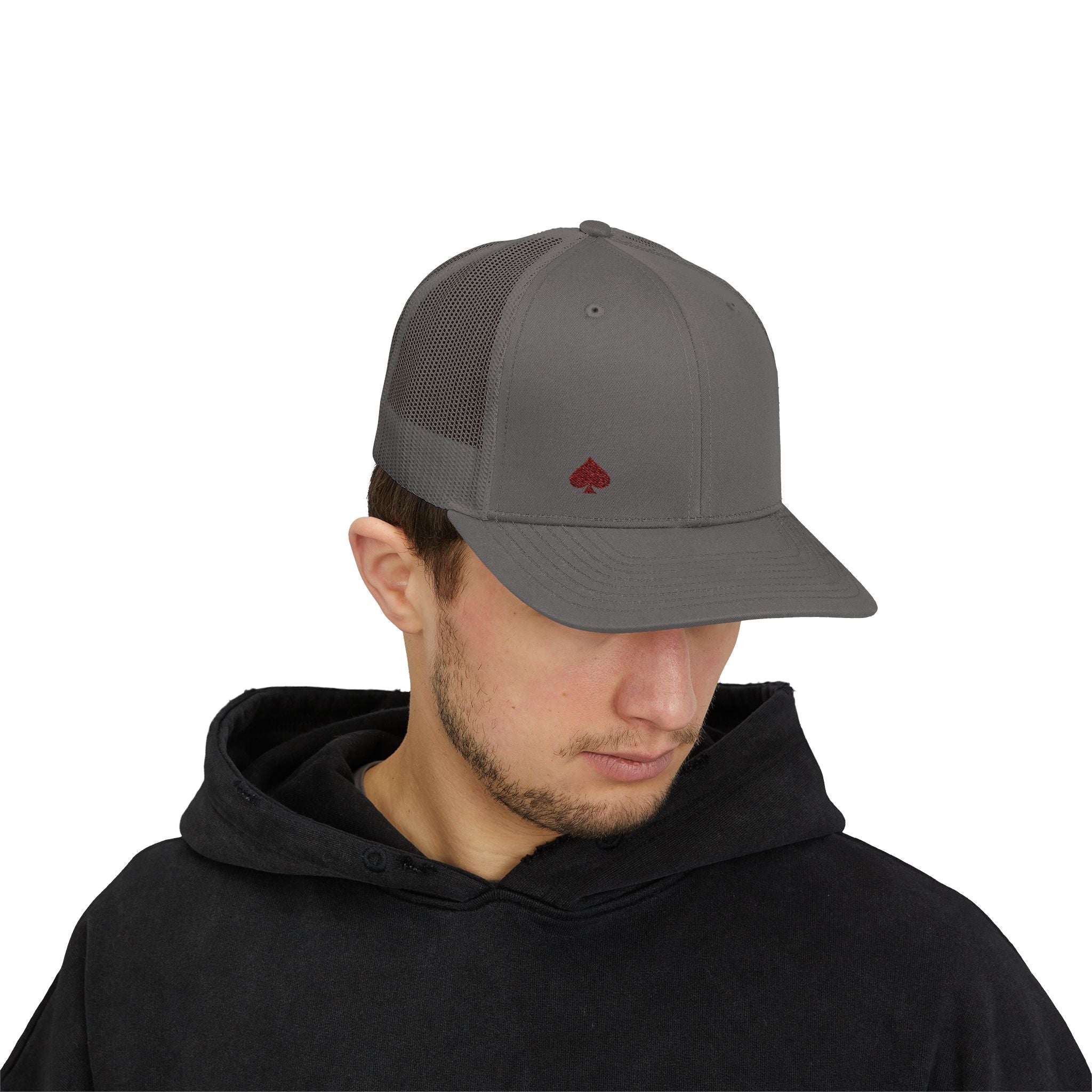 Trucker Cap — Small Red Spade Embroidery Snapback