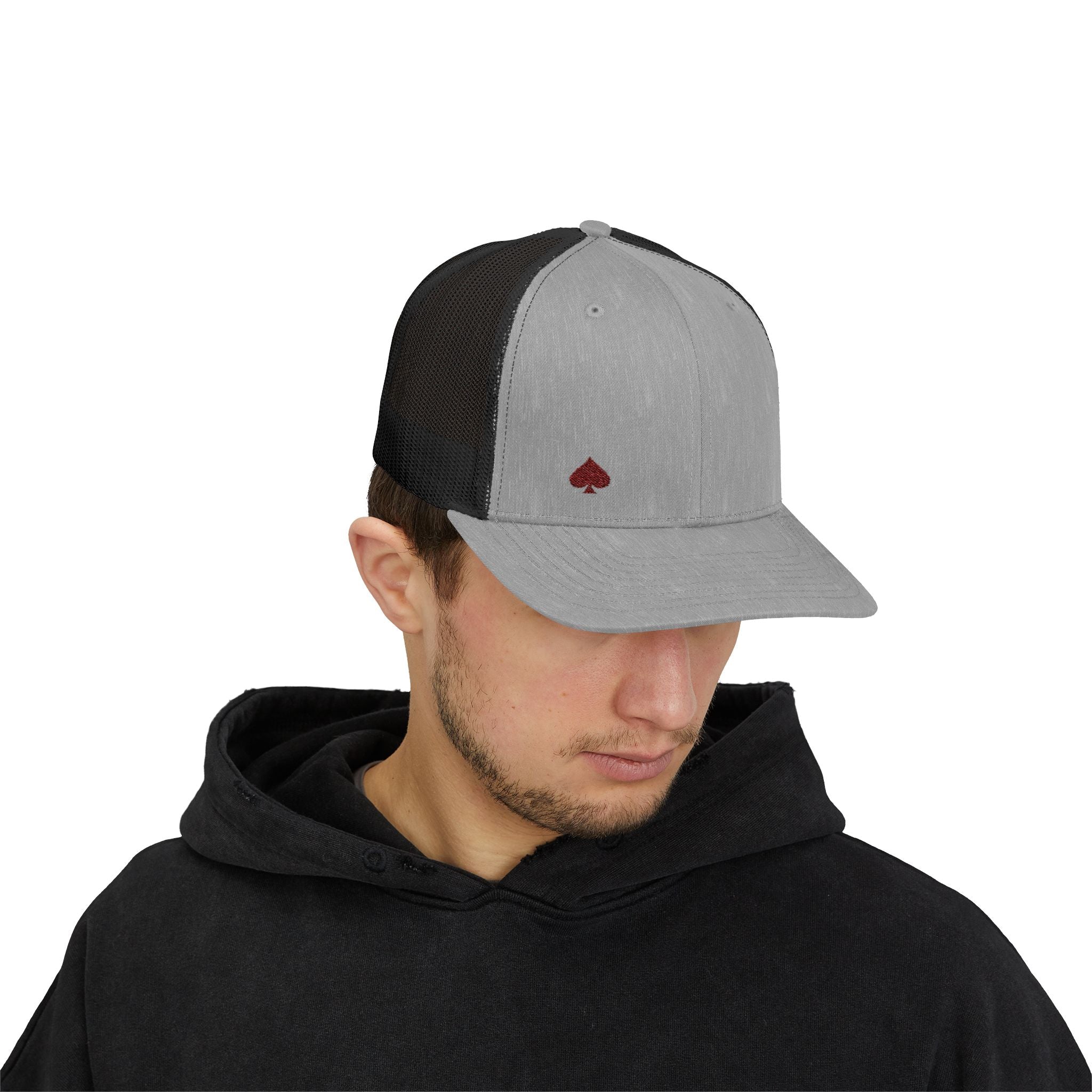 Trucker Cap — Small Red Spade Embroidery Snapback