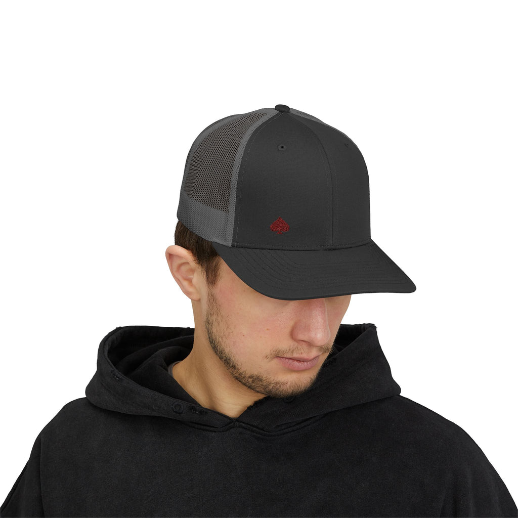 Trucker Cap — Small Red Spade Embroidery Snapback