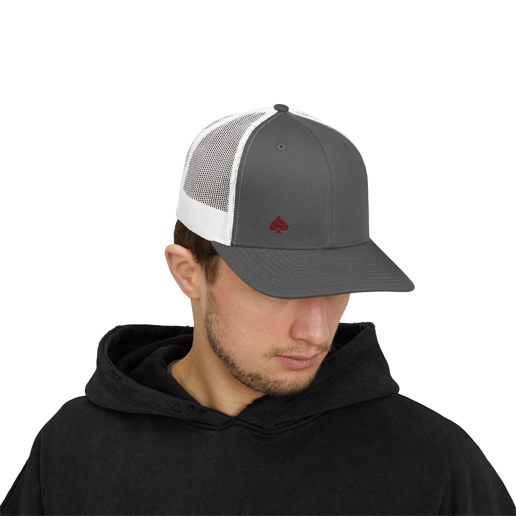 Trucker Cap — Small Red Spade Embroidery Snapback