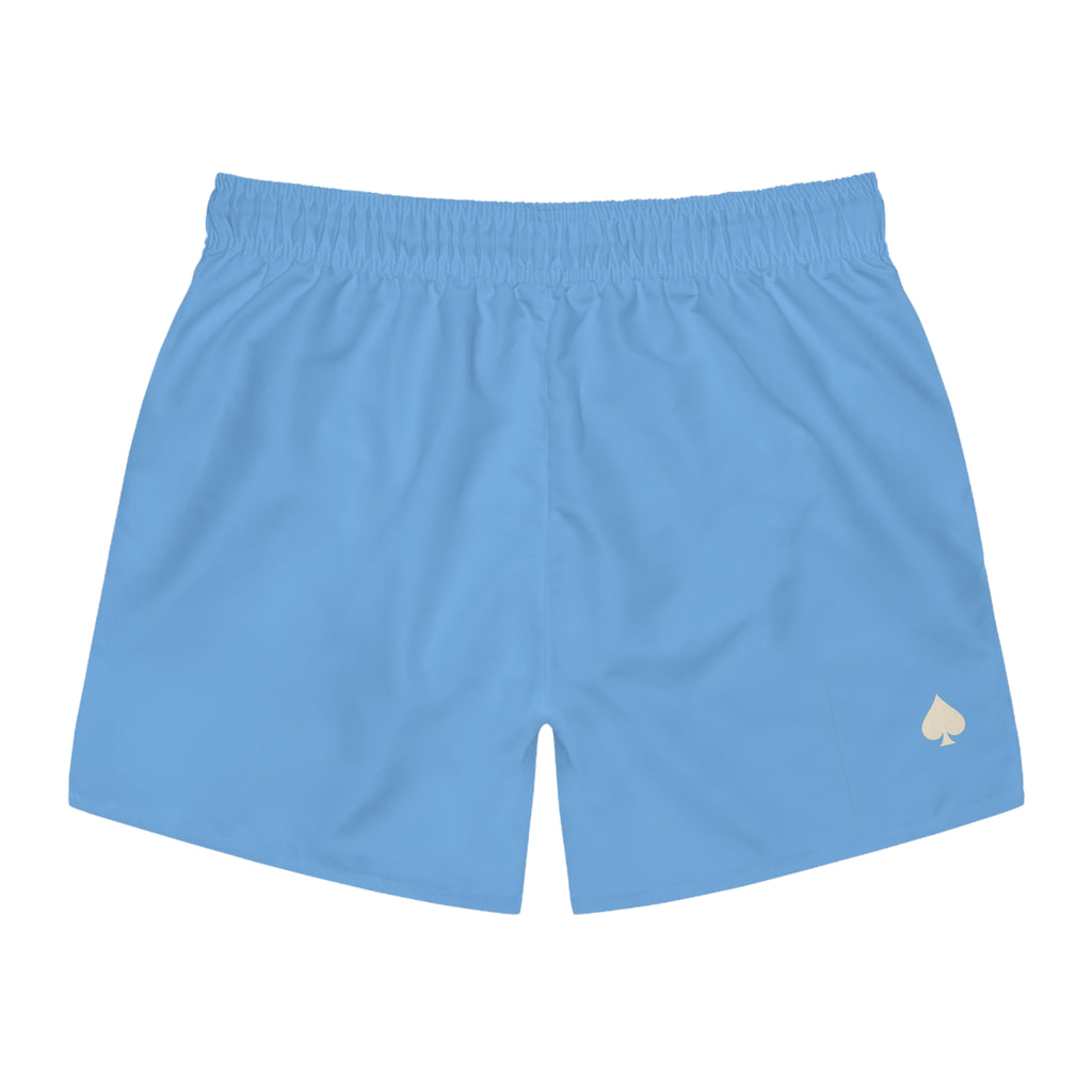 Men's Light Blue Swim Trunks with Small Spade Logo — Beach & Pool Shorts