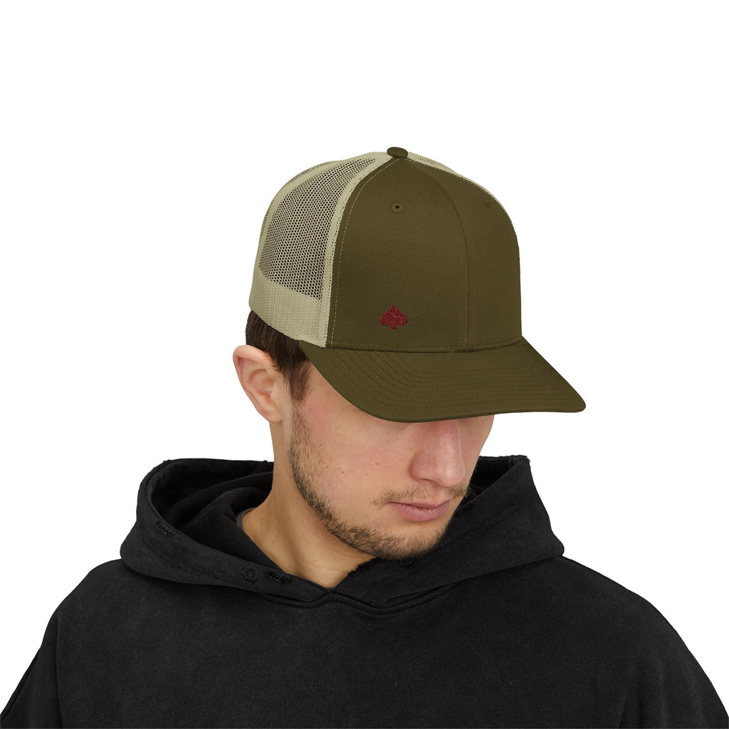 Trucker Cap — Small Red Spade Embroidery Snapback