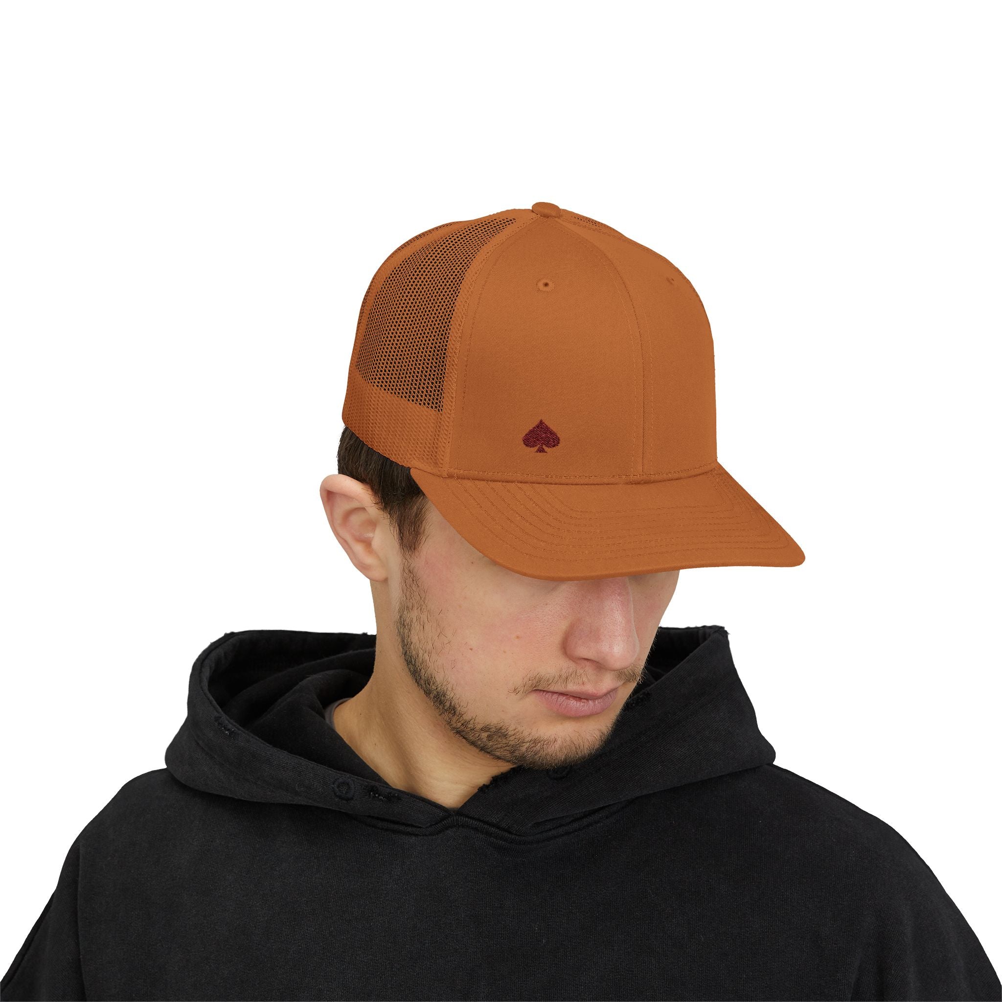 Trucker Cap — Small Red Spade Embroidery Snapback