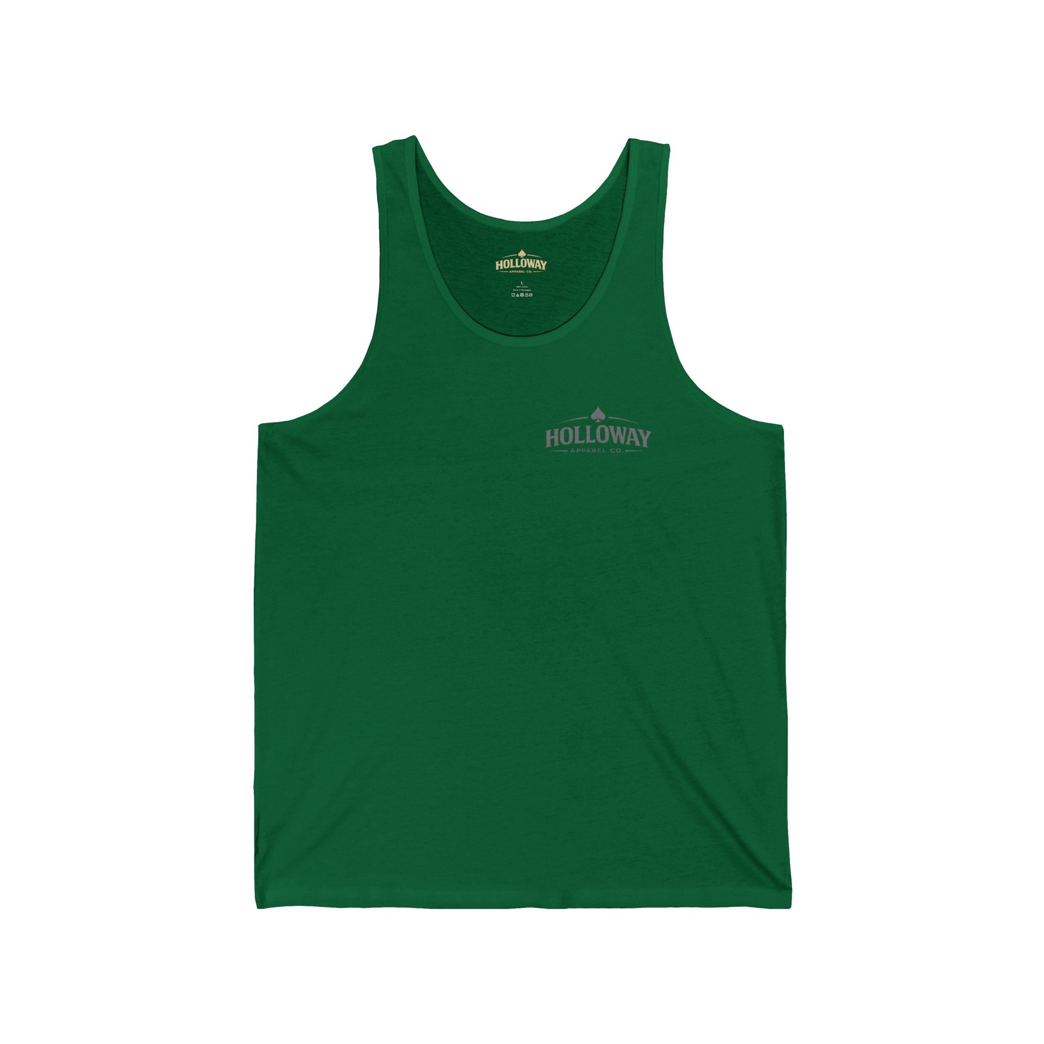 Minimalist Gold Spade Tank Top — Small Left-Chest Card Icon