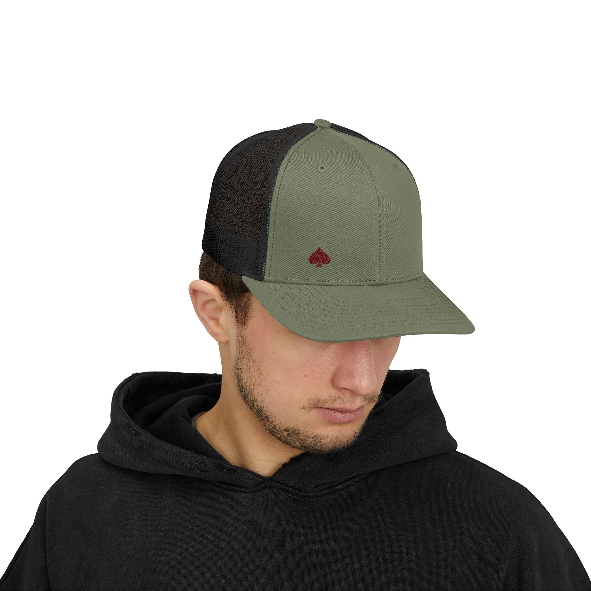 Trucker Cap — Small Red Spade Embroidery Snapback