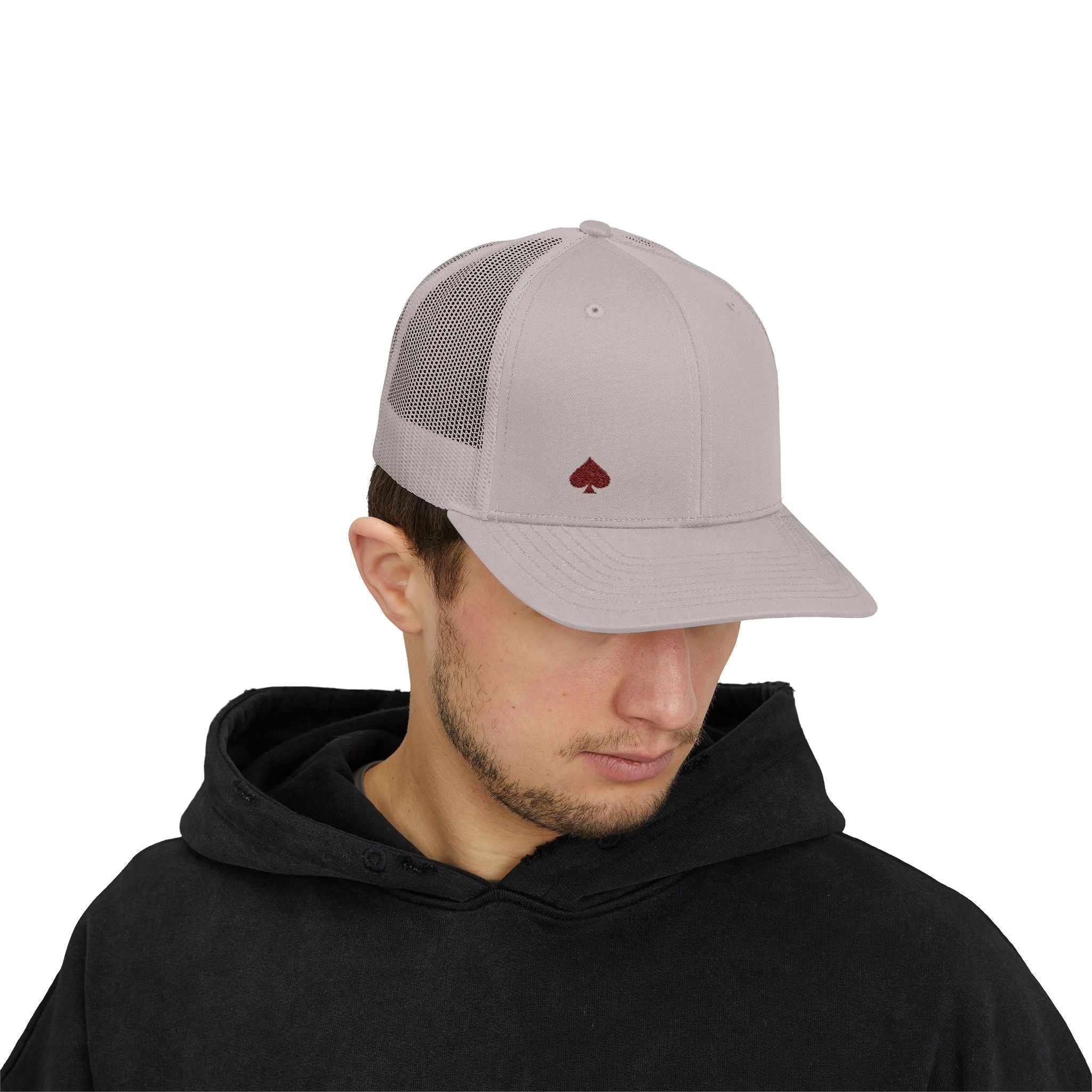 Trucker Cap — Small Red Spade Embroidery Snapback