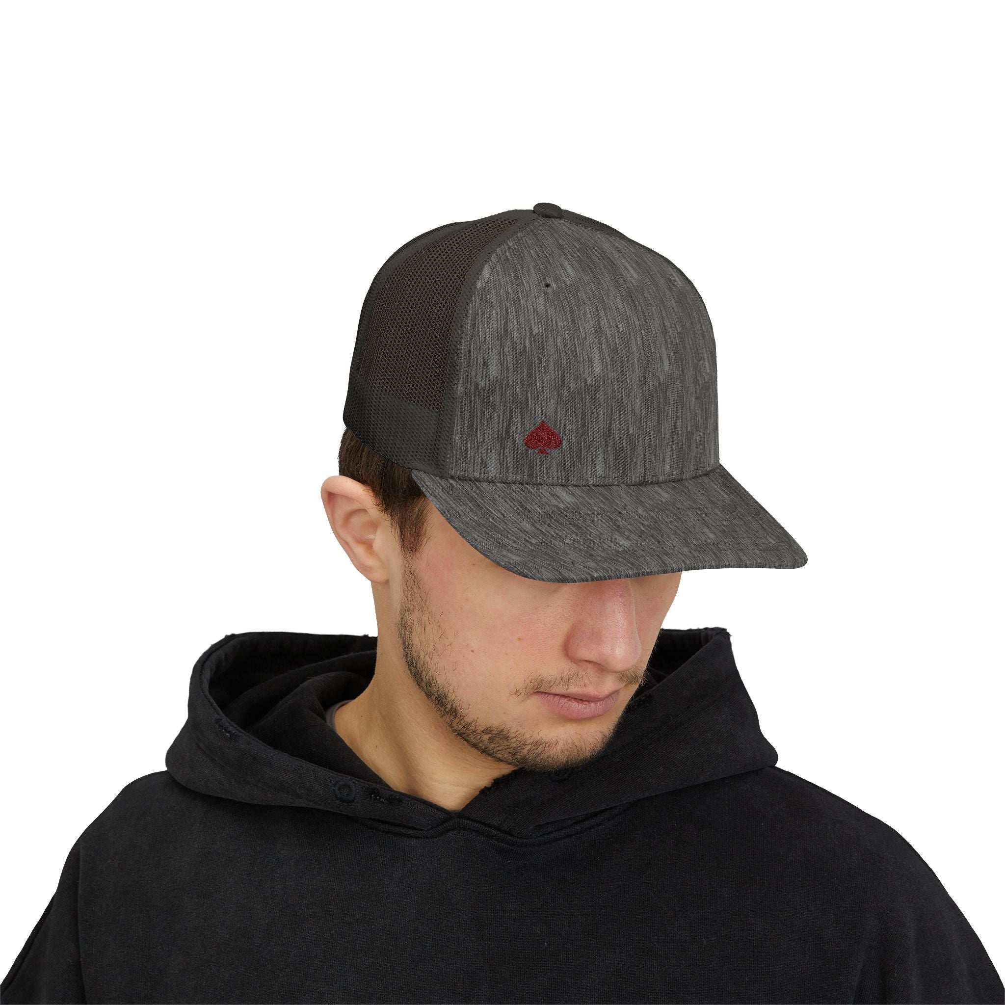 Trucker Cap — Small Red Spade Embroidery Snapback